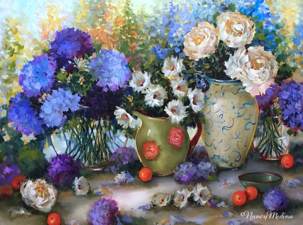 Daisy Drifters Hydrangeas and Peonies - Container Garden by Nancy Medina