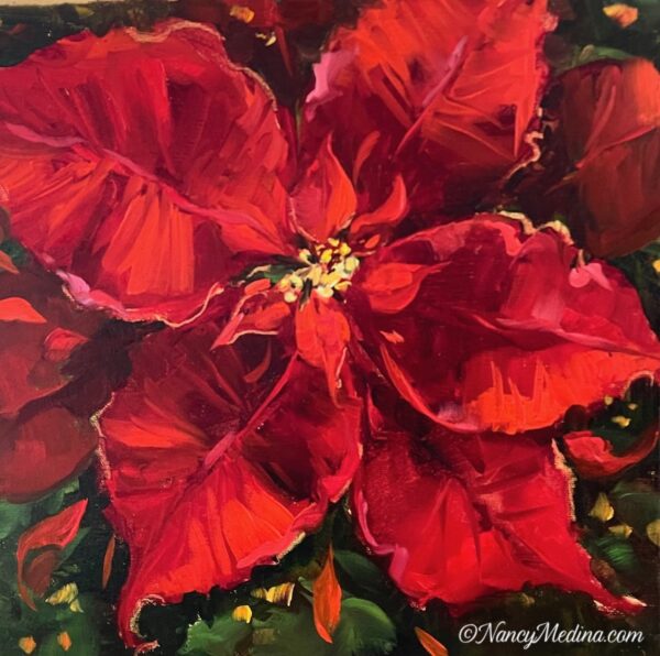 Holiday Red Poinsettias 12X12