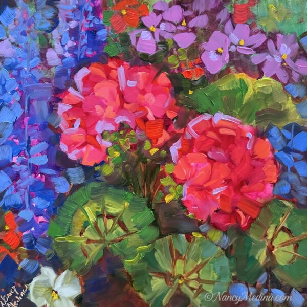 Playful Peach Geraniums 10X10