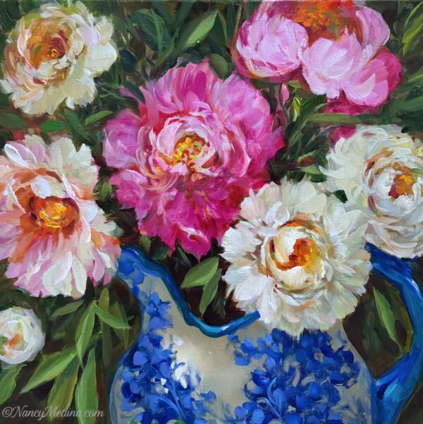 Spring Mix Peonies 16X16