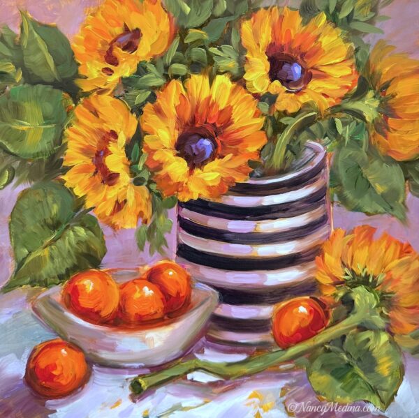 Fruit Stripe Sunflowers 16X16