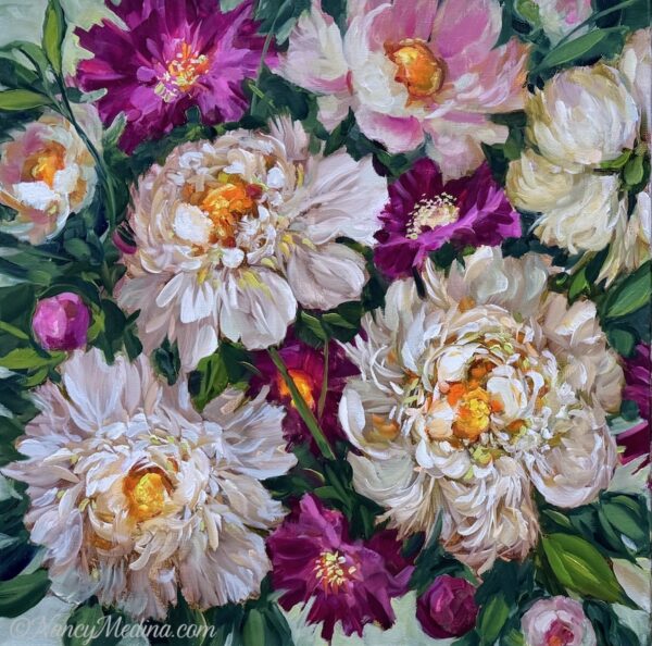 First Day of Spring Peonies 20X20
