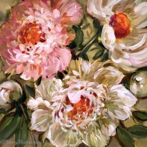Looking Up Peonies 12X12